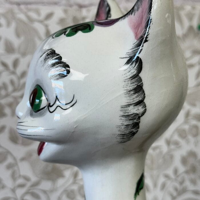 Large Vintage Italian Ceramic Cat 55cm Tall Retro Kitsch 1960s 70s Hand Painted