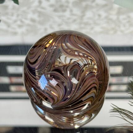 Vintage Adrian Sankey Glass Paperweight Handmade Cumbria Peacock Swirl Art Glass