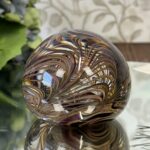 Vintage Adrian Sankey Glass Paperweight Handmade Cumbria Peacock Swirl Art Glass