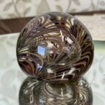 Vintage Adrian Sankey Glass Paperweight Handmade Cumbria Peacock Swirl Art Glass