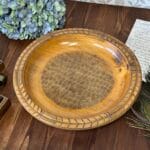 Vintage Carved Wooden Bowl German Sippenecke Style Bread Plate Rustic Decor 29.5cm