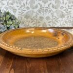 Vintage Carved Wooden Bowl German Sippenecke Style Bread Plate Rustic Decor 29.5cm