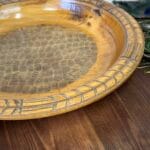 Vintage Carved Wooden Bowl German Sippenecke Style Bread Plate Rustic Decor 29.5cm