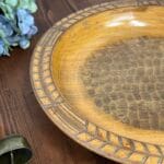 Vintage Carved Wooden Bowl German Sippenecke Style Bread Plate Rustic Decor 29.5cm