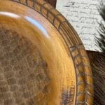 Vintage Carved Wooden Bowl German Sippenecke Style Bread Plate Rustic Decor 29.5cm