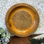 Vintage Carved Wooden Bowl German Sippenecke Style Bread Plate Rustic Decor 29.5cm