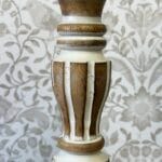 Vintage Wooden Pillar Candle Holder Stick Hand Carved Grecian Rustic Shabby Chic