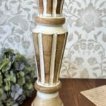 Vintage Wooden Pillar Candle Holder Stick Hand Carved Grecian Rustic Shabby Chic