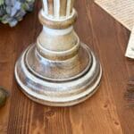 Vintage Wooden Pillar Candle Holder Stick Hand Carved Grecian Rustic Shabby Chic