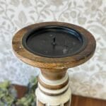 Vintage Wooden Pillar Candle Holder Stick Hand Carved Grecian Rustic Shabby Chic