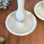 Vintage Alabaster Onyx Marble Candle Holders Pair Tall Elegant Stone Candlesticks
