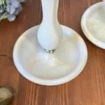 Vintage Alabaster Onyx Marble Candle Holders Pair Tall Elegant Stone Candlesticks