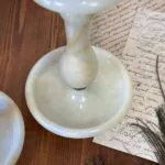 Vintage Alabaster Onyx Marble Candle Holders Pair Tall Elegant Stone Candlesticks