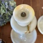 Vintage Alabaster Onyx Marble Candle Holders Pair Tall Elegant Stone Candlesticks
