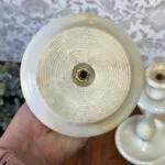 Vintage Alabaster Onyx Marble Candle Holders Pair Tall Elegant Stone Candlesticks