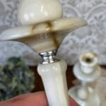 Vintage Alabaster Onyx Marble Candle Holders Pair Tall Elegant Stone Candlesticks