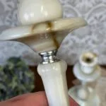 Vintage Alabaster Onyx Marble Candle Holders Pair Tall Elegant Stone Candlesticks