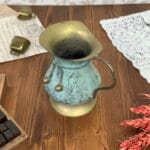 Vintage India Bronze Patina Jug Vase Pen Pot Decor 11.5cm