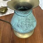 Vintage India Bronze Patina Jug Vase Pen Pot Decor 11.5cm