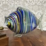 Vintage Murano Glass Fish Italy Striped Sommerso Art Glass 1970s