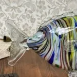 Vintage Murano Glass Fish Italy Striped Sommerso Art Glass 1970s - Imperfections