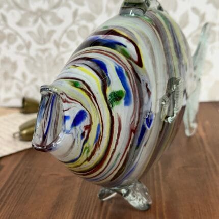 Vintage Murano Glass Fish Italy Striped Sommerso Art Glass 1970s - Imperfections