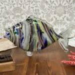Vintage Murano Glass Fish Italy Striped Sommerso Art Glass 1970s - Imperfections
