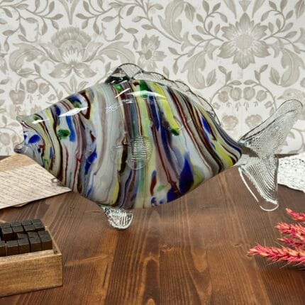Vintage Murano Glass Fish Italy Striped Sommerso Art Glass 1970s - Imperfections