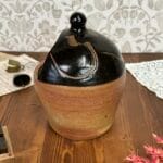 Vintage Pottery Salt Pig Stoneware Hand Thrown Croydon Kitchen Decor