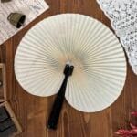 Vintage Oriental Paper Metal Frame China Chinese Bird Fan Asian Decor