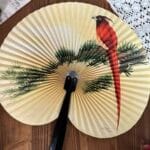 Vintage Oriental Paper Metal Frame China Chinese Bird Fan Asian Decor