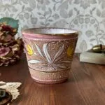 Vintage MICA Italy Floral Ceramic Pot 1950s Hand Painted Planter