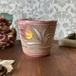 Vintage MICA Italy Floral Ceramic Pot 1950s Hand Painted Planter