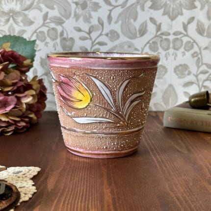 Vintage MICA Italy Floral Ceramic Pot 1950s Hand Painted Planter