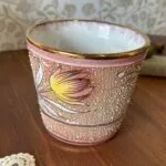 Vintage MICA Italy Floral Ceramic Pot 1950s Hand Painted Planter