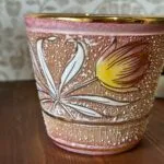 Vintage MICA Italy Floral Ceramic Pot 1950s Hand Painted Planter
