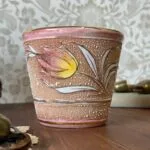 Vintage MICA Italy Floral Ceramic Pot 1950s Hand Painted Planter