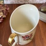 Vintage Limoges France Floral Milk Jug Creamer Gilded Handle Mid-Century