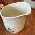 Vintage Limoges France Floral Milk Jug Creamer Gilded Handle Mid-Century
