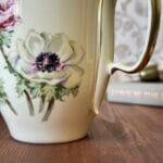 Vintage Limoges France Floral Milk Jug Creamer Gilded Handle Mid-Century