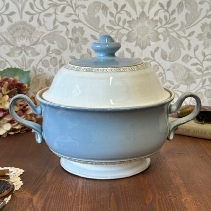 Denby Langley Castile Casserole Dish 2 Quart Blue White Lidded Stoneware