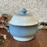 Denby Langley Castile Casserole Dish 2 Quart Blue White Lidded Stoneware