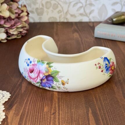 Vintage Axe Vale Pottery Floral Posy Planter Mantle Vase Devon Horseshoe
