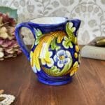 Caltagirone Hand Painted Ceramic Jug Sicily Floral Cannata Ornato