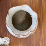 Vintage Studio Pottery Floral Vase Hand Thrown Speckled Cream Pink Red