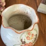 Vintage Studio Pottery Floral Vase Hand Thrown Speckled Cream Pink Red