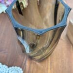 Vintage French Swirl Glass Vases Smokey Black 1970s Arcoroc Pair
