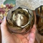 Vintage French Swirl Glass Vases Smokey Black 1970s Arcoroc Pair
