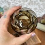 Vintage French Swirl Glass Vases Smokey Black 1970s Arcoroc Pair