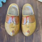 Vintage Dutch Wooden Shoes Houwer Girls UK 3 Handpainted Clogs Holland